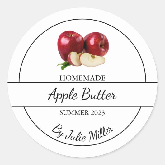 Einfaches hausgemachtes Applet-Butterlabel Runder Aufkleber (Vorderseite)