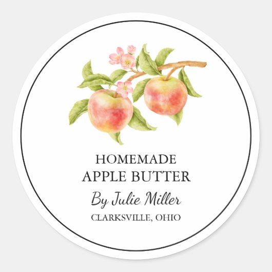 Einfaches hausgemachtes Applet-Butterlabel Runder Aufkleber (Vorderseite)