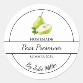 Einfaches, hausgemachtes Birnenschutzsiegel Runder Aufkleber (Vorderseite)