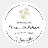 Einfaches, hausgemachtes Chamomile Extract-Label Runder Aufkleber (Vorderseite)