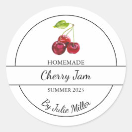 Einfaches, hausgemachtes Cherry-Jam-Label Runder Aufkleber