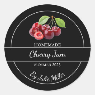 Einfaches, hausgemachtes Cherry-Jam-Label Runder Aufkleber