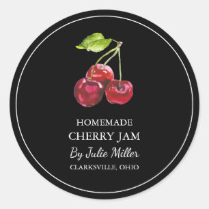 Einfaches, hausgemachtes Cherry-Jam-Label Runder Aufkleber