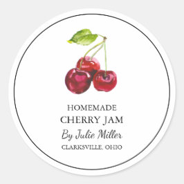 Einfaches, hausgemachtes Cherry-Jam-Label Runder Aufkleber