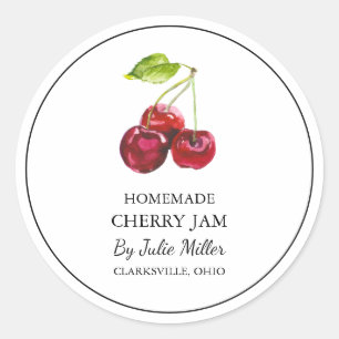 Einfaches, hausgemachtes Cherry-Jam-Label Runder Aufkleber