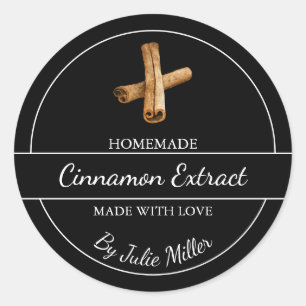 Einfaches, hausgemachtes Cinnamon Extract-Label Runder Aufkleber