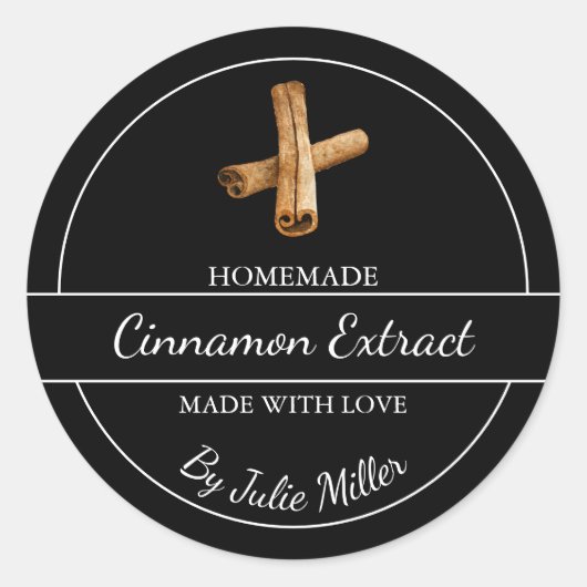 Einfaches, hausgemachtes Cinnamon Extract-Label Runder Aufkleber (Vorderseite)