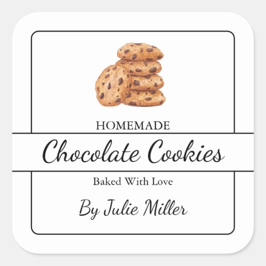 Einfaches hausgemachtes Cookie Square Label Quadratischer Aufkleber (Vorderseite)