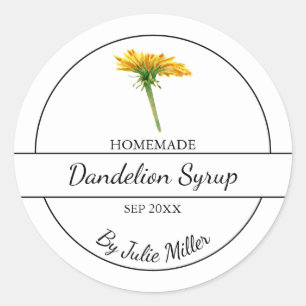 Einfaches hausgemachtes Dandelion Sirup Label we Runder Aufkleber