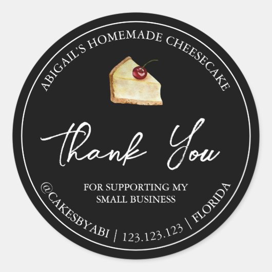 Einfaches hausgemachtes Dessert Cheesecake Danke L Runder Aufkleber (Vorderseite)