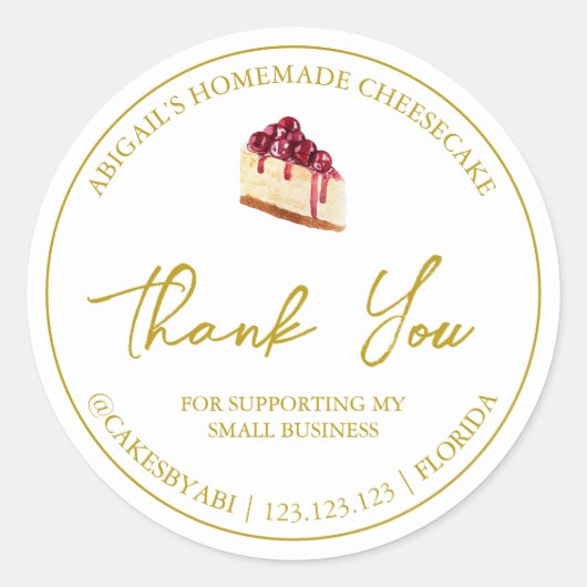 Einfaches hausgemachtes Dessert Cheesecake Danke L Runder Aufkleber (Vorderseite)