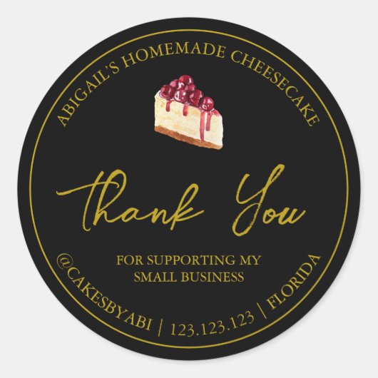 Einfaches hausgemachtes Dessert Cheesecake Danke L Runder Aufkleber (Vorderseite)
