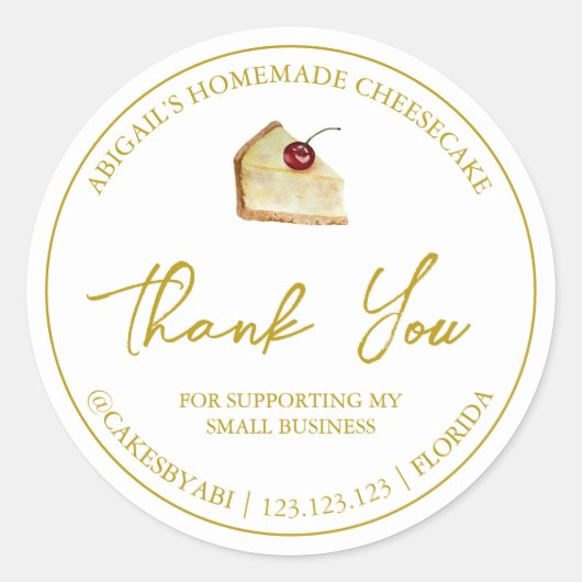 Einfaches hausgemachtes Dessert Cheesecake Danke L Runder Aufkleber (Vorderseite)