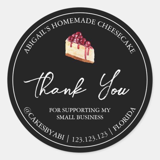 Einfaches hausgemachtes Dessert Cheesecake Danke L Runder Aufkleber (Vorderseite)