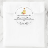 Einfaches, hausgemachtes Erdbeeren-Honig-Label Runder Aufkleber (Tasche)