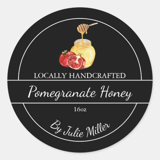 Einfaches, hausgemachtes Granatapfeletikett Runder Aufkleber (Vorderseite)