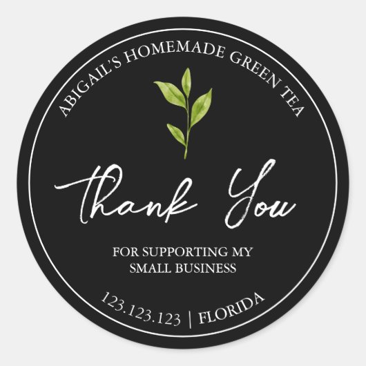 Einfaches hausgemachtes grünes Tee-Dankeschön-Labe Runder Aufkleber (Vorderseite)