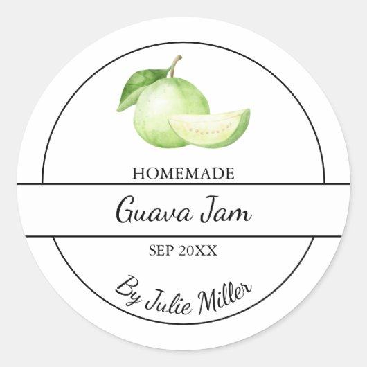 Einfaches, hausgemachtes Guava-Jam-Label Runder Aufkleber (Vorderseite)