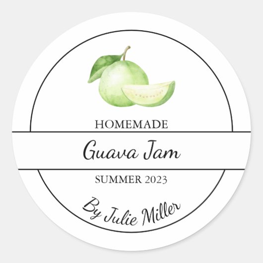 Einfaches, hausgemachtes Guava-Jam-Label Runder Aufkleber (Vorderseite)