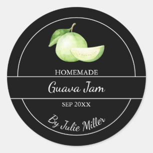 Einfaches, hausgemachtes Guava-Jam-Label Schwarz Runder Aufkleber
