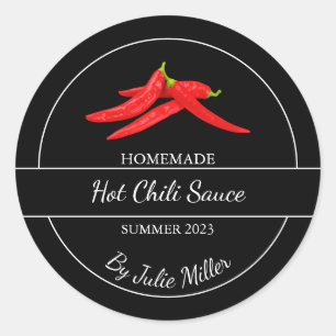 Einfaches hausgemachtes Hot Chili Sauce Label Runder Aufkleber