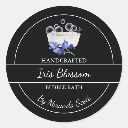 Einfaches hausgemachtes Iris-Blasen-Bath-Label Runder Aufkleber (Vorderseite)