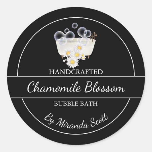 Einfaches, hausgemachtes Kamillenblasen-Badelabel Runder Aufkleber (Vorderseite)