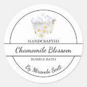 Einfaches, hausgemachtes Kamillenblasen-Badelabel Runder Aufkleber (Vorderseite)