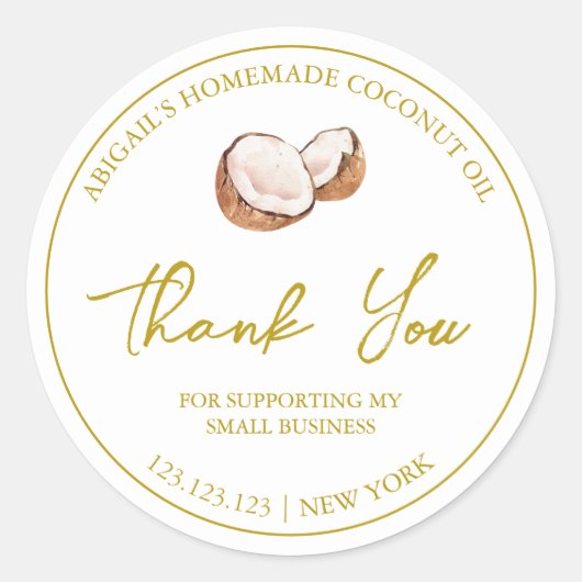 Einfaches, hausgemachtes Kokosöl-Gütezeichen Runder Aufkleber (Vorderseite)
