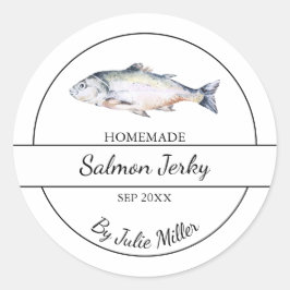 Einfaches hausgemachtes Lachs-Jerky-Label Runder Aufkleber