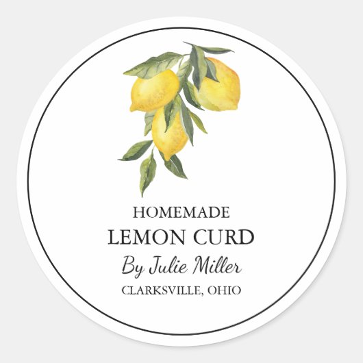 Einfaches hausgemachtes Lemon Curd Label Runder Aufkleber (Vorderseite)