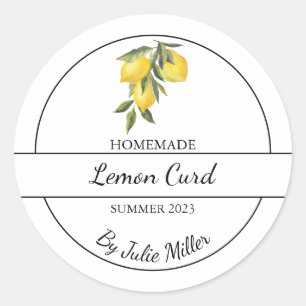 Einfaches hausgemachtes Lemon Curd Label Runder Aufkleber