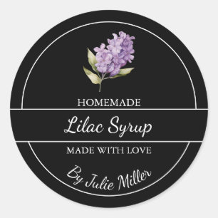 Einfaches hausgemachtes Lilac Sirup Label Runder Aufkleber