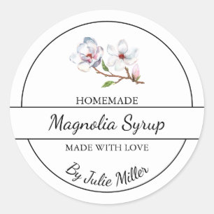 Einfaches hausgemachtes Magnolia Sirup Label Runder Aufkleber