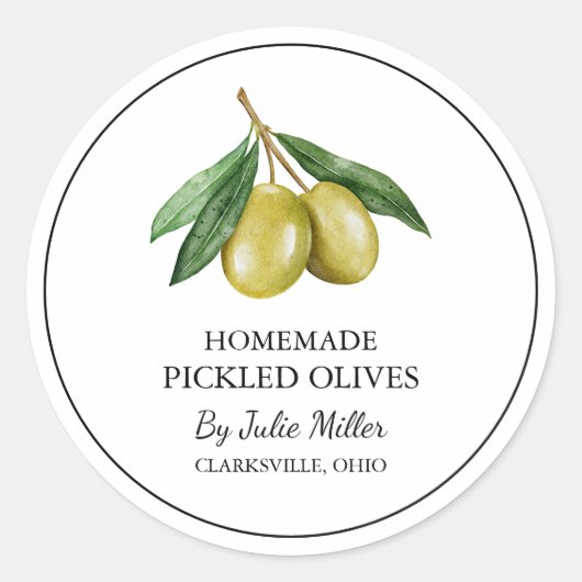 Einfaches hausgemachtes Olivenetikett Runder Aufkleber (Vorderseite)