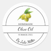 Einfaches, hausgemachtes Olivenöl Runder Aufkleber (Vorderseite)
