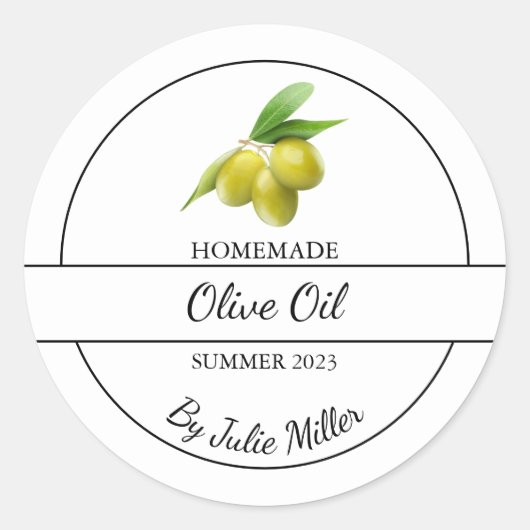 Einfaches, hausgemachtes Olivenöl Runder Aufkleber (Vorderseite)