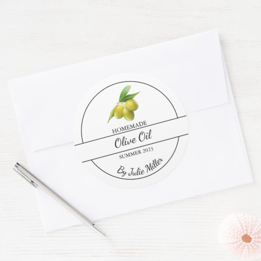 Einfaches, hausgemachtes Olivenöl Runder Aufkleber (Umschlag)