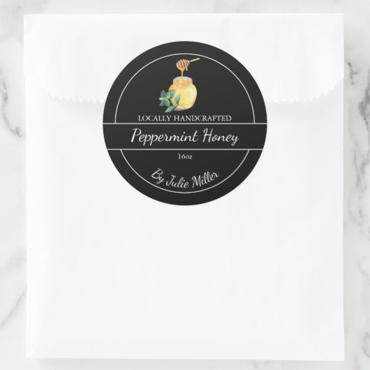 Einfaches hausgemachtes Peppermint-Honey-Label Runder Aufkleber (Tasche)