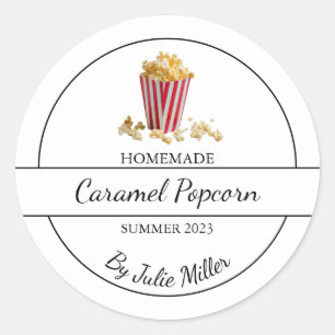 Einfaches hausgemachtes Popcorn-Label Runder Aufkleber