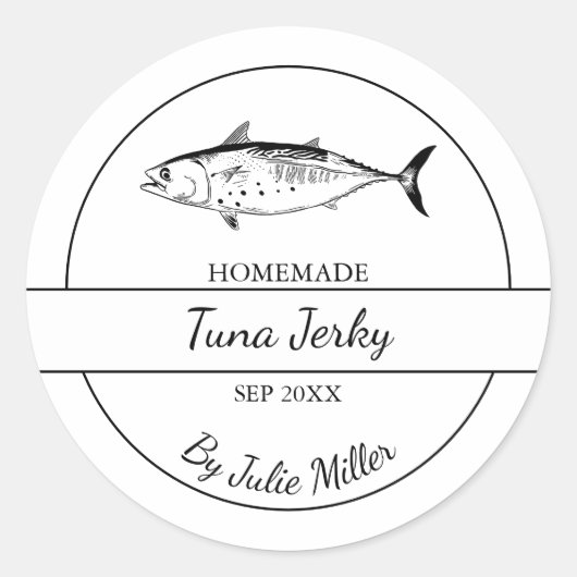 Einfaches hausgemachtes Thunfisch-Jerky-Label Runder Aufkleber (Vorderseite)