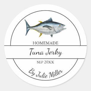 Einfaches hausgemachtes Thunfisch-Jerky-Label Runder Aufkleber