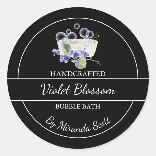 Einfaches hausgemachtes Violettbäderetikett Runder Aufkleber (Vorderseite)