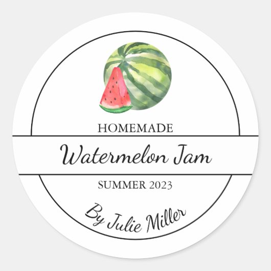 Einfaches hausgemachtes Wassermelone-Marmelade-Lab Runder Aufkleber (Vorderseite)