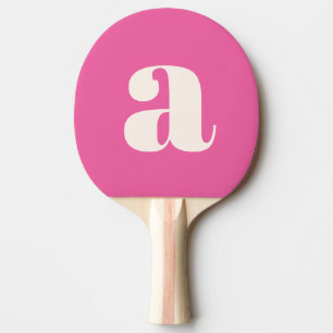 Einfaches heißrosa fettes Retro-Monogramm Anfangsb Tischtennis Schläger