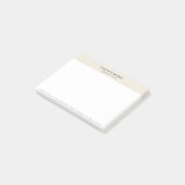 Einfaches hellbeiges Leinen mit schwarzer Typograf Post-it Klebezettel (angewinkelt)