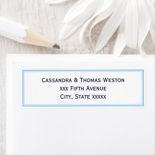 Einfaches, hellblaues Gerahmtes Adressetikett (Insitu)