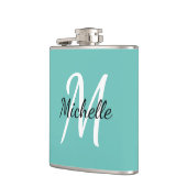 Einfaches Hellblaues Monogramm Flachmann (Links)