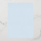Einfaches, hellblaues und silberes Lässiges Brautp Folieneinladung (Rückseite)