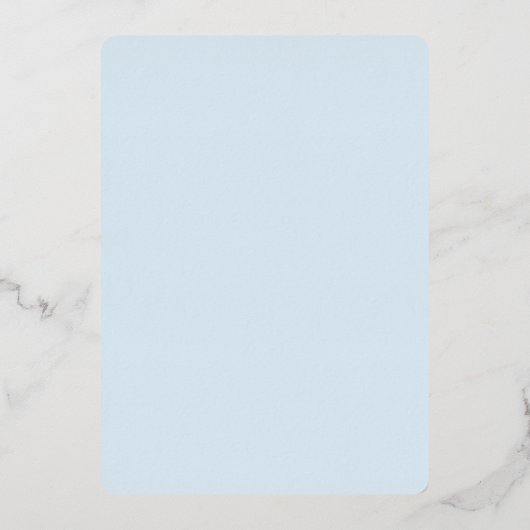 Einfaches, hellblaues und silberes Lässiges Brautp Folieneinladung (Rückseite)